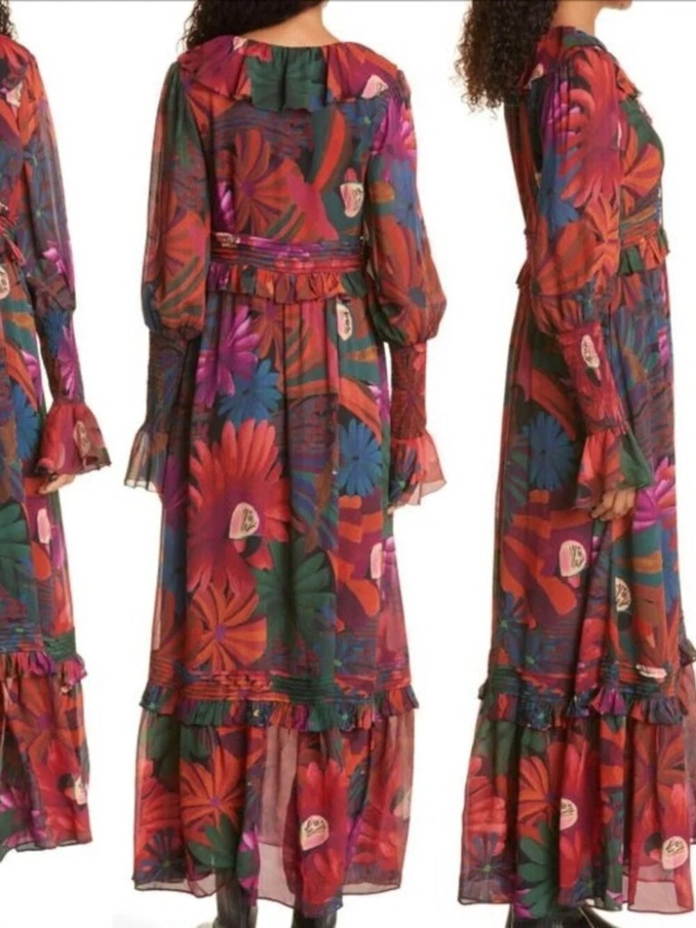Farm Rio Bird Flowers Maxi Dress Women's Size Medium NWT - Picture 3 of 5